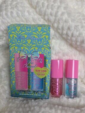 New Too Faced Kissing Jelly Twice Upon A Time Lip Oil Gloss Duo